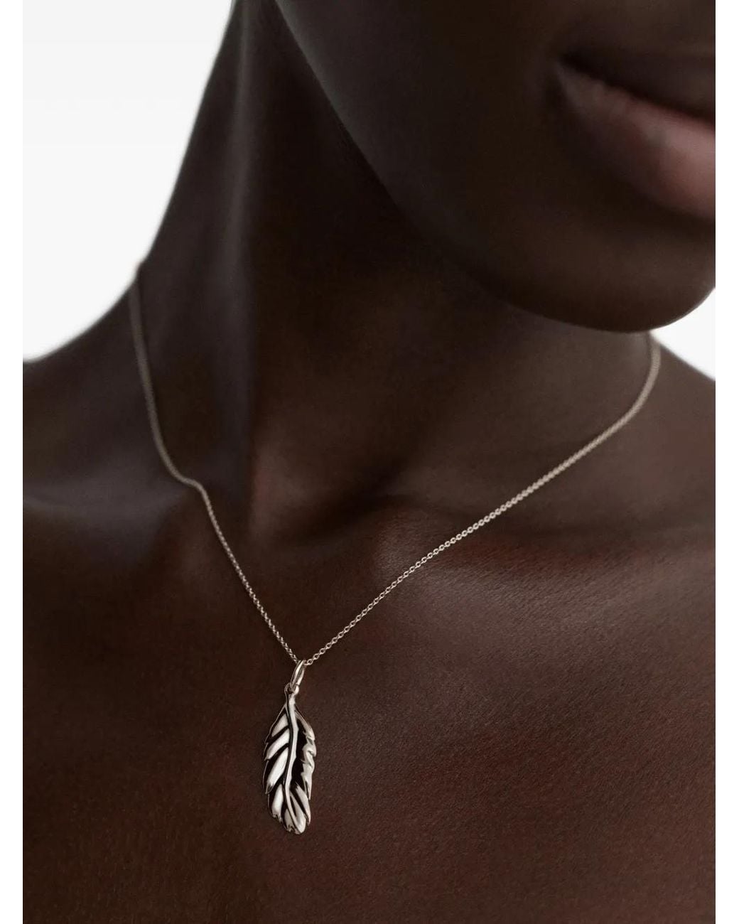 Monica Vinader Metallic Feather-Pendant Necklace