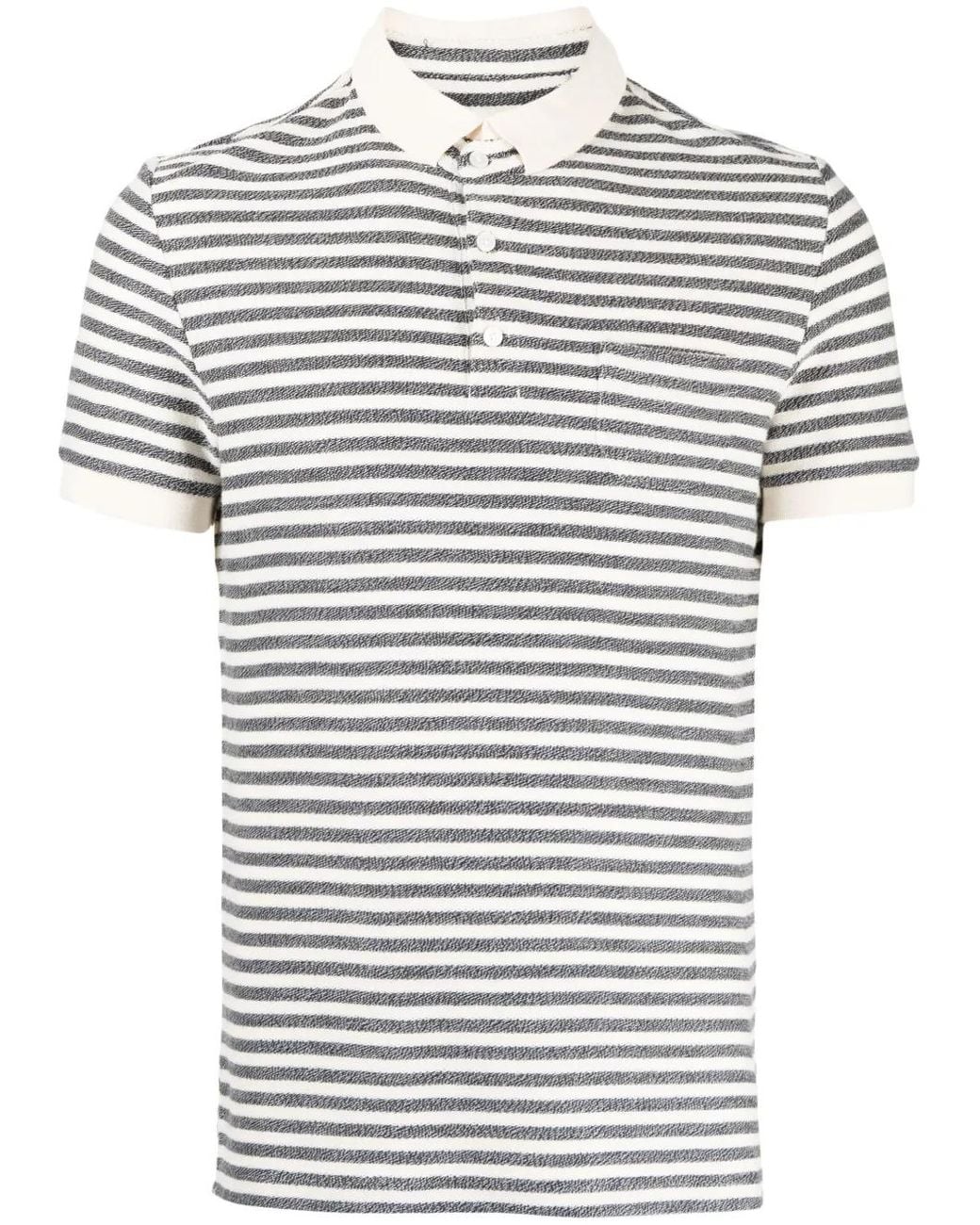 Private Stock Black Stripe-Print Cotton Polo Shirt for men