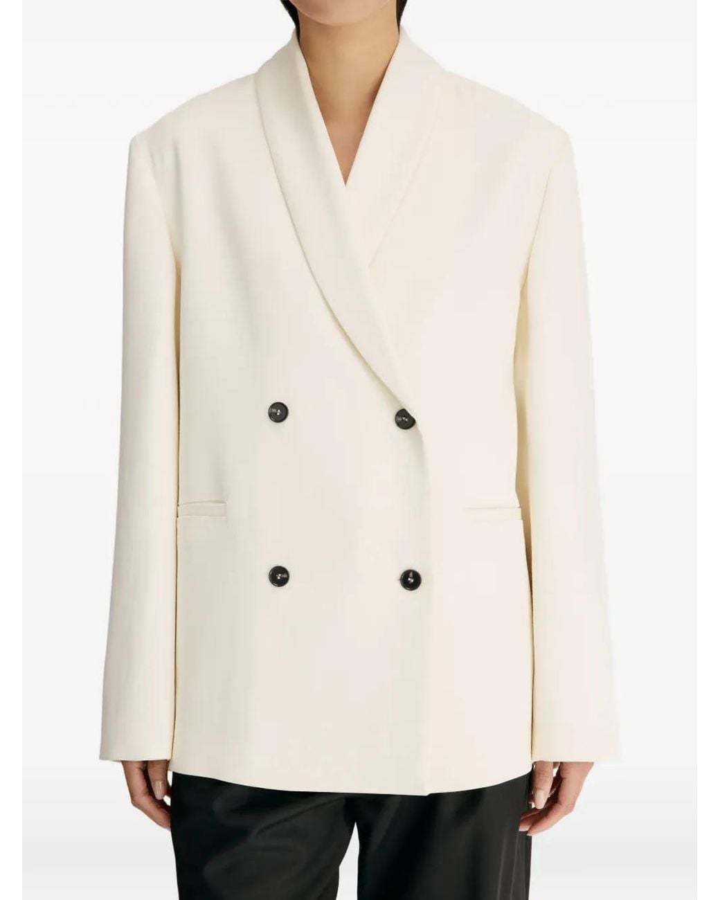 Loulou de Saison Natural Sira Double-Breasted Shawl-Collar Jacket