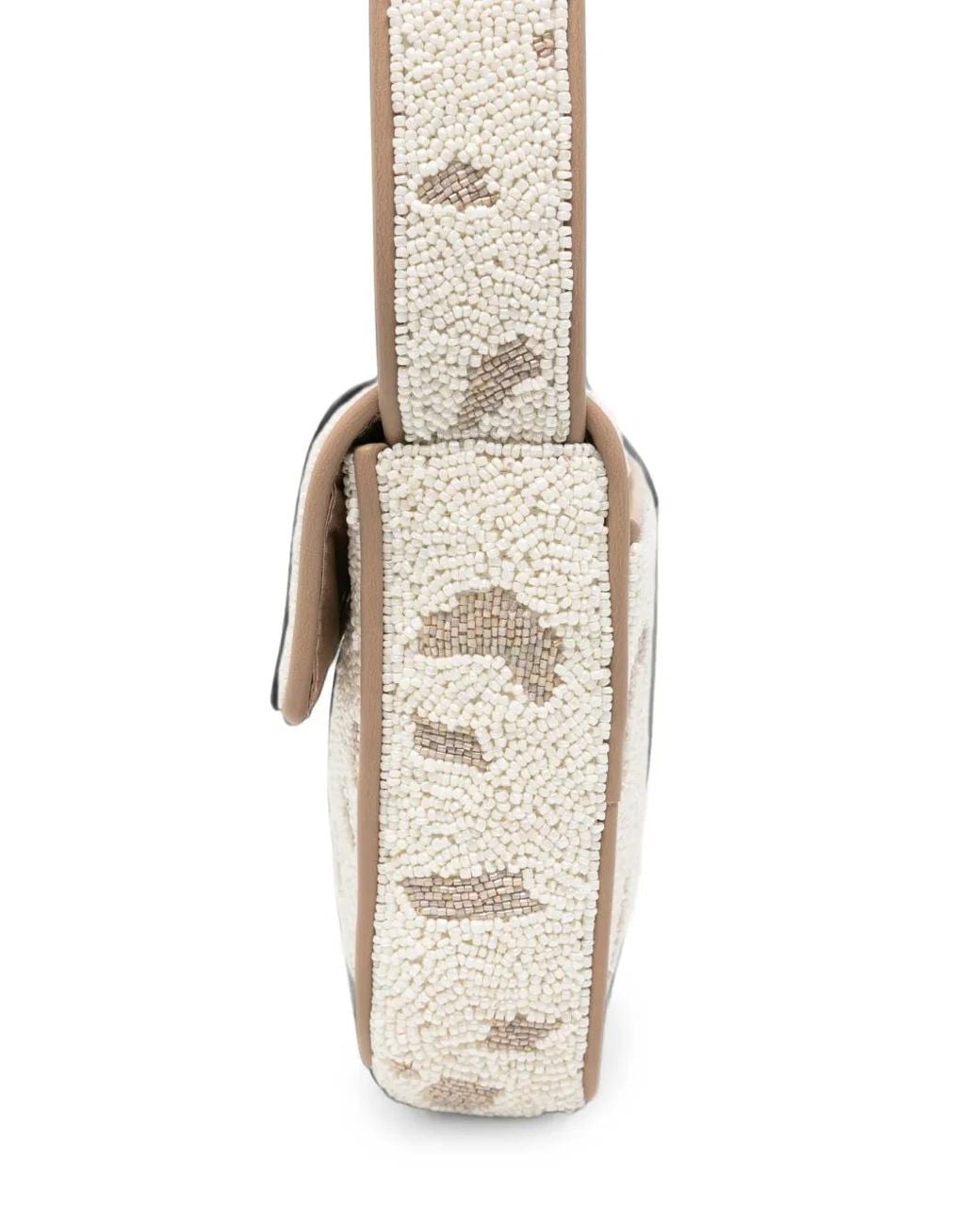 Staud White Bead-Embellished Tommy Shoulder Bag