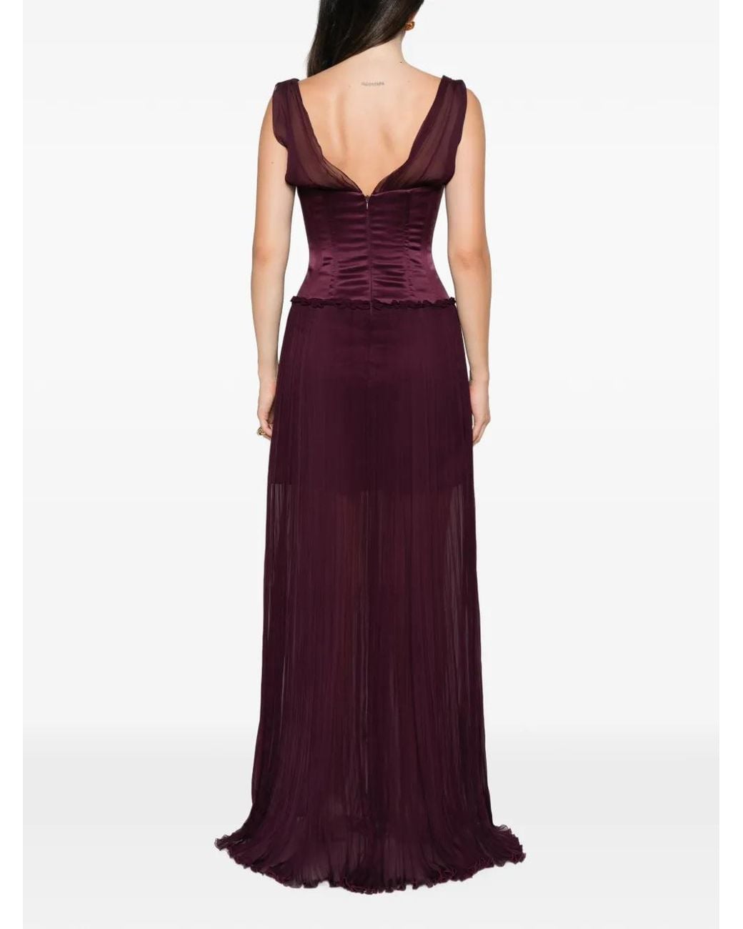 Ermanno Scervino Purple Pleated Maxi Dress
