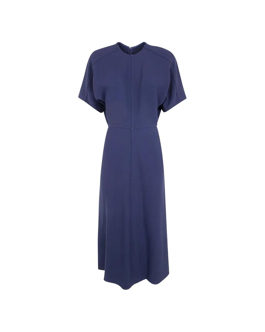Victoria Beckham Blue Eleanor Short-Sleeve Midi Dress