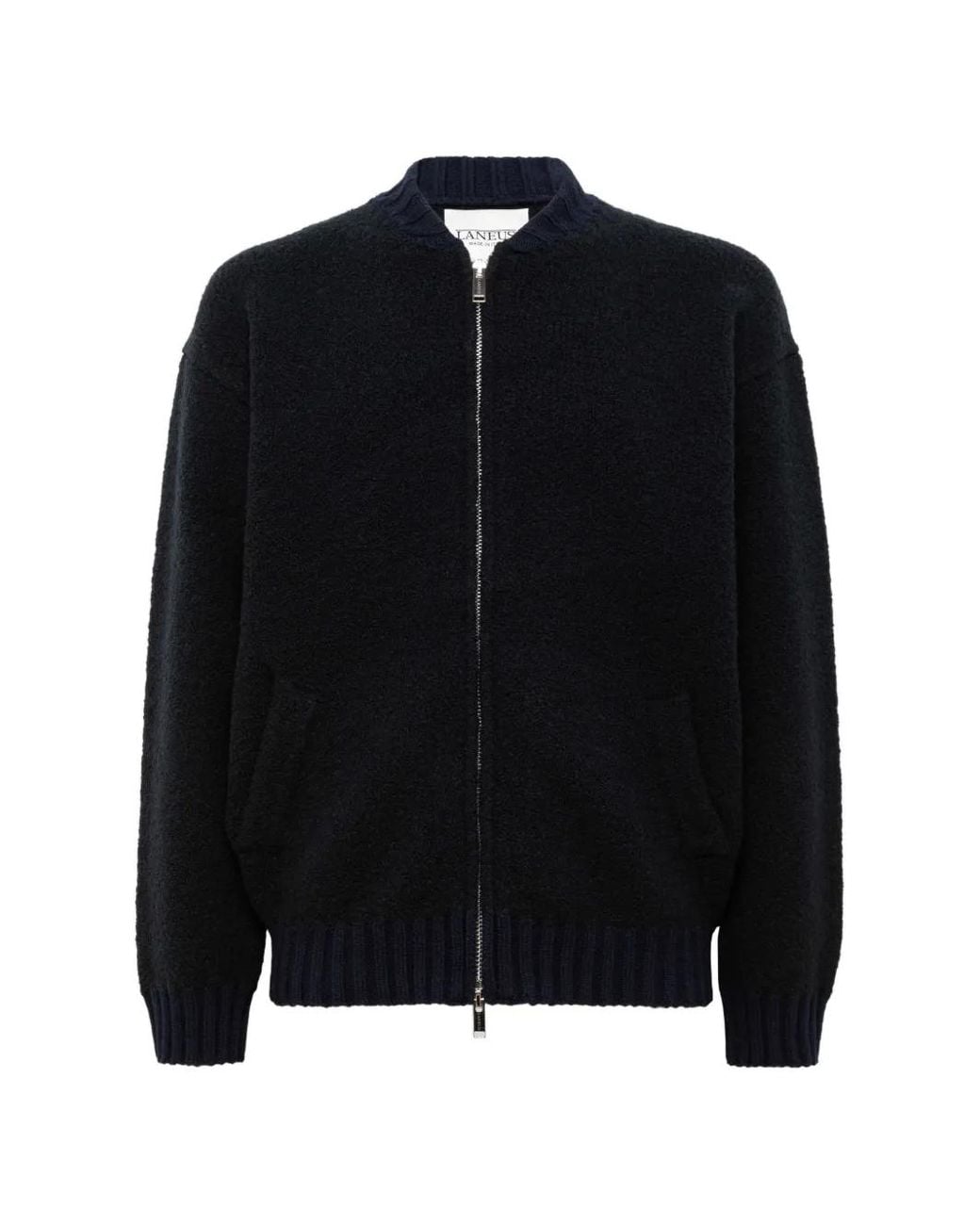 Laneus Black Zip-Up Cardigan for men
