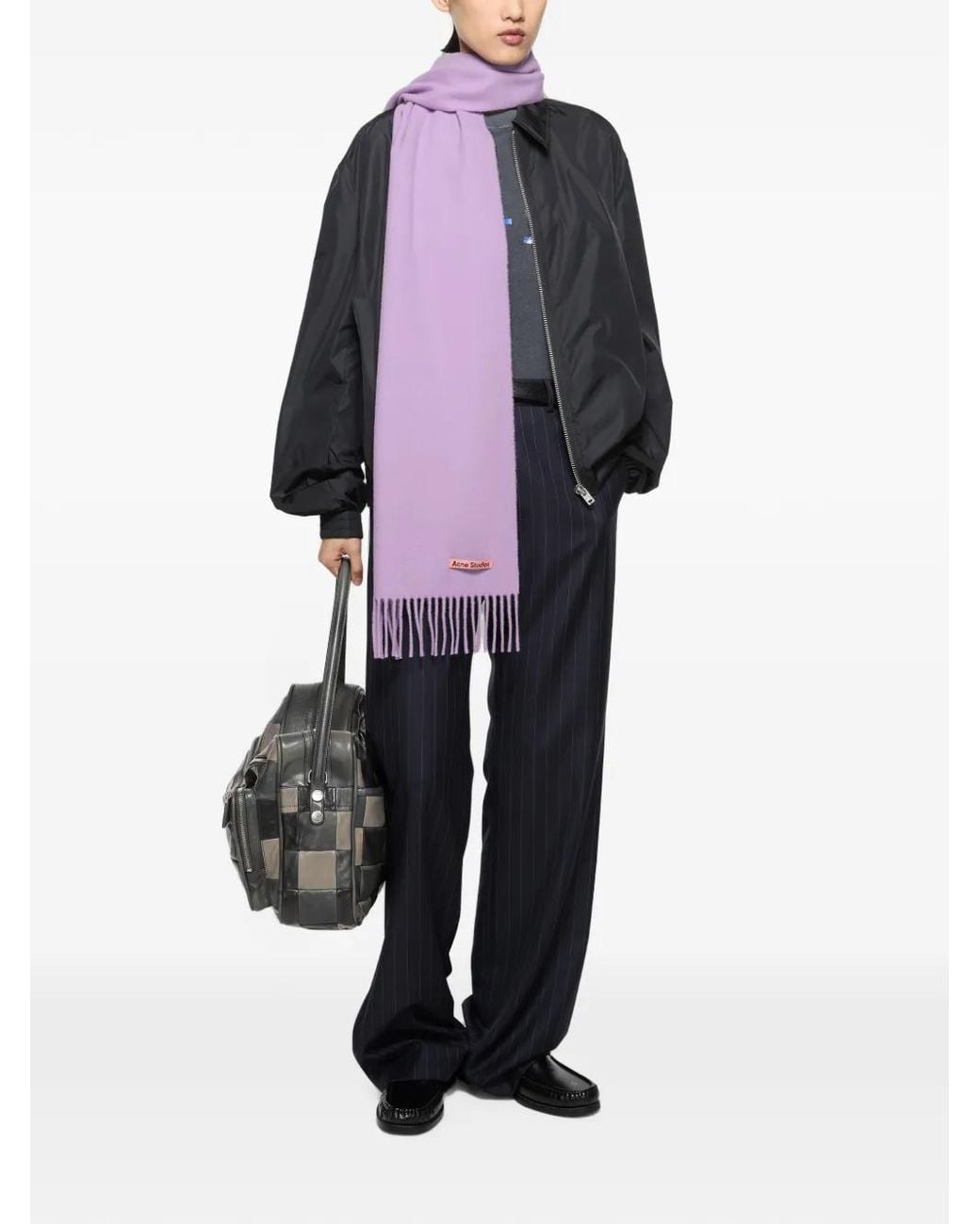 Acne Purple Fringed-Edge Scarf