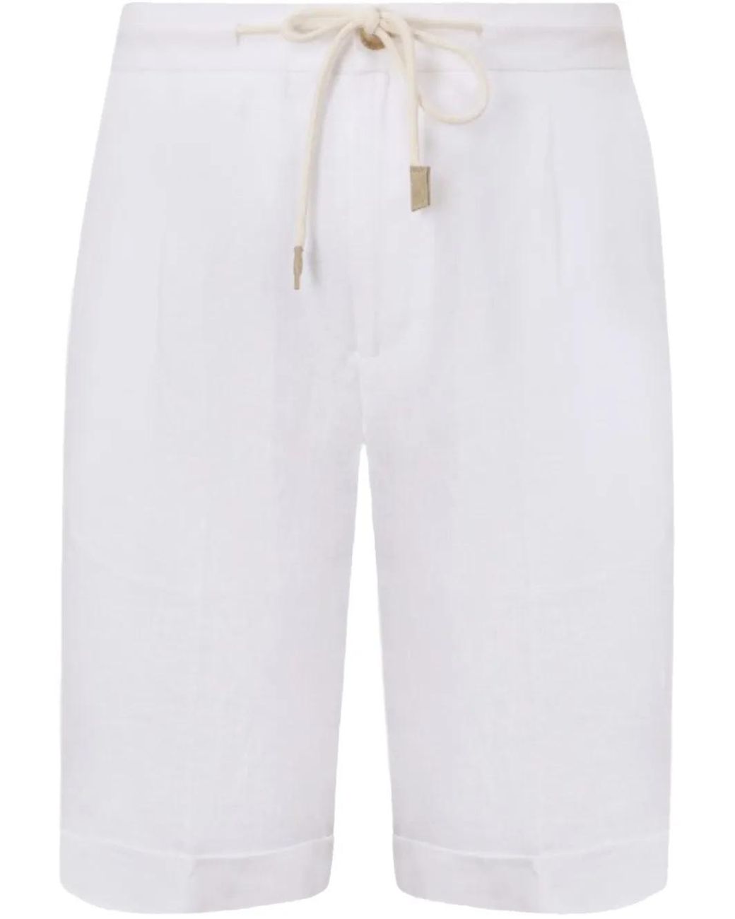 Gran Sasso White Linen Shorts for men