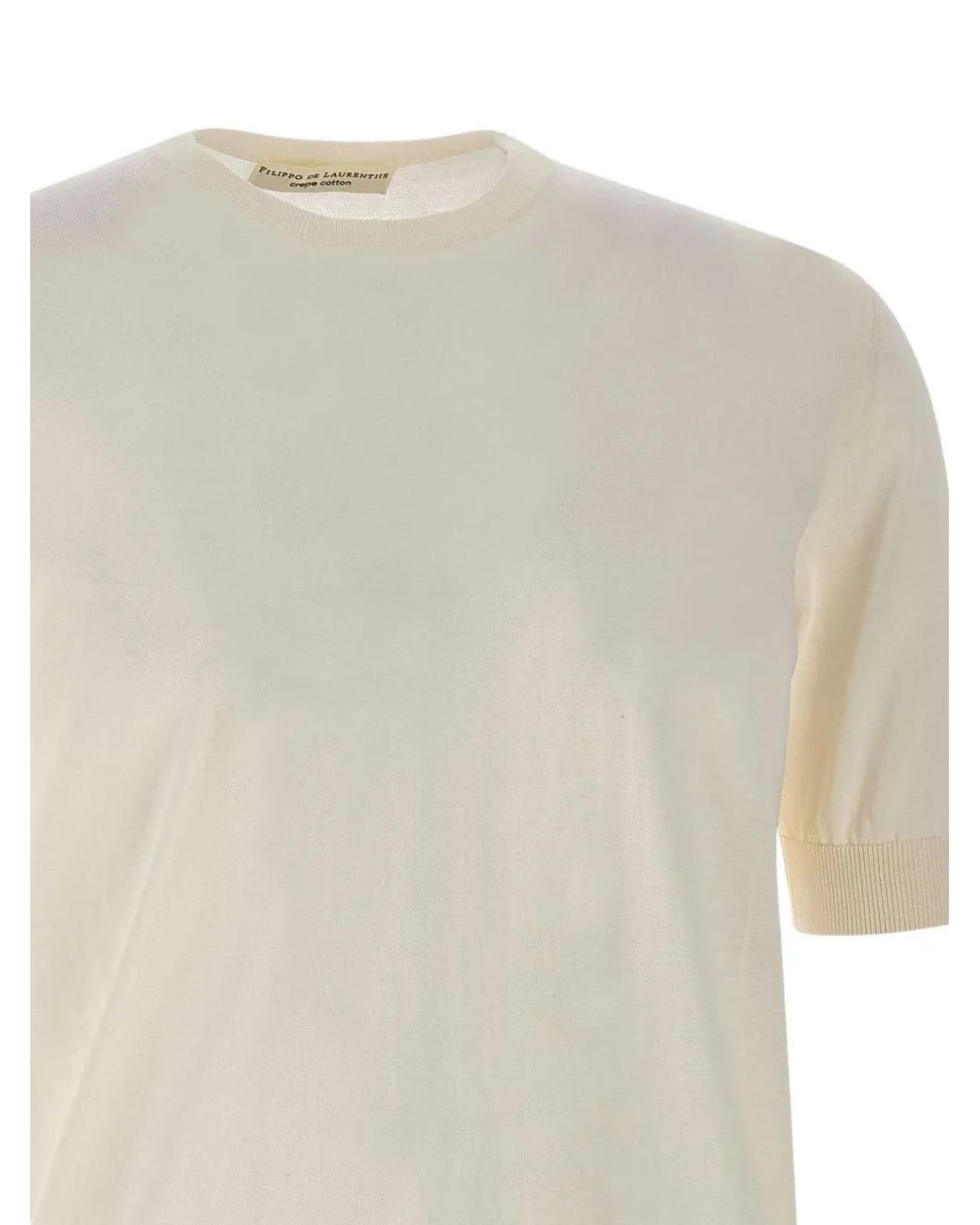 FILIPPO DE LAURENTIIS White Short-Sleeved Cotton Sweater for men