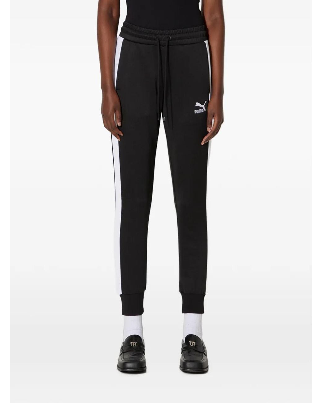 PUMA Black Iconic T7 Side-Stripe Track Pants