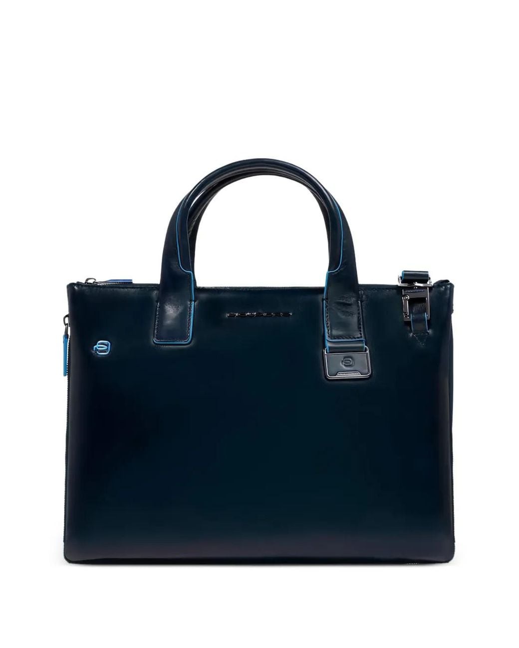 Piquadro Blue Leather Laptop Bag for men