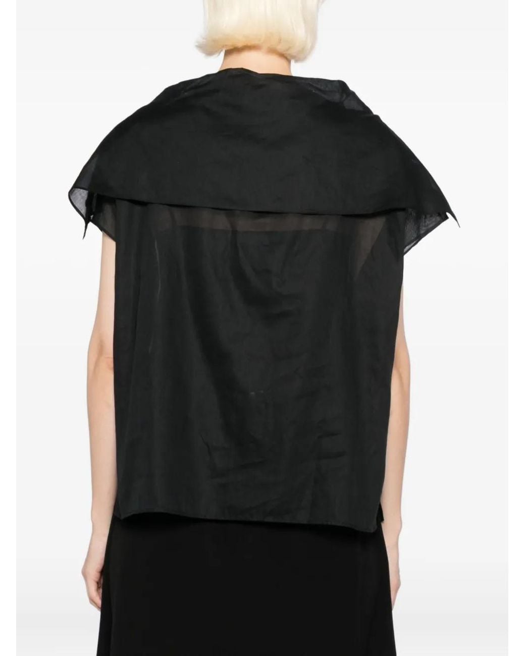 Jil Sander Black Cotton Caped Top