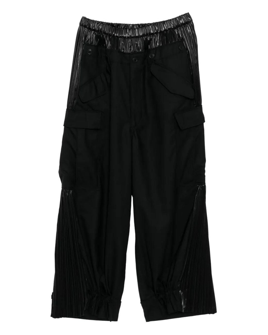 Junya Watanabe Black Pleated-Panel Cargo-Pocket Trousers