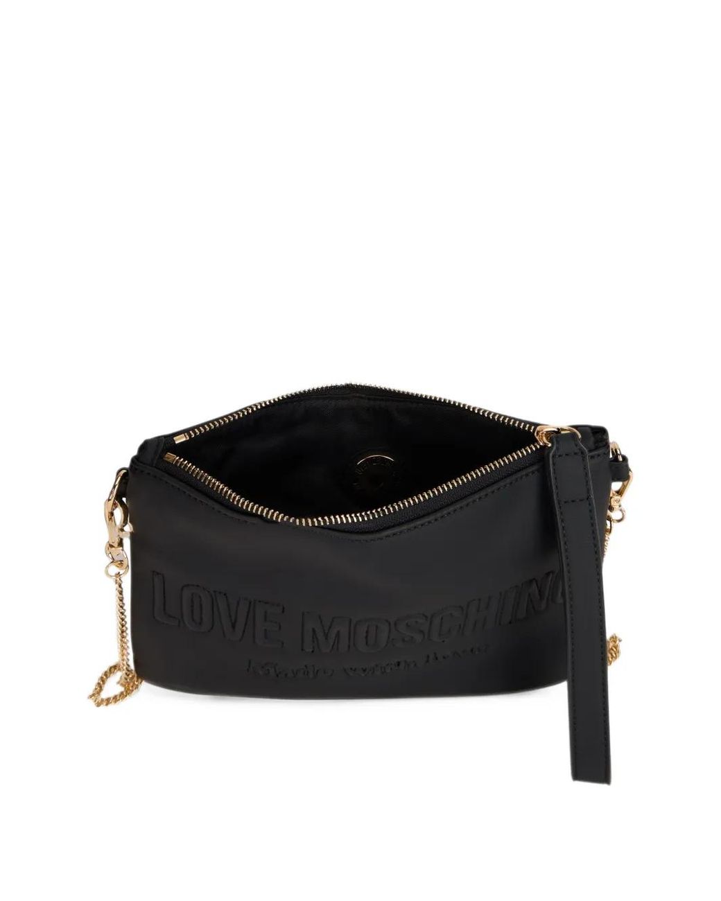 Love Moschino White Logo-Embossed Chain-Link Shoulder Bag
