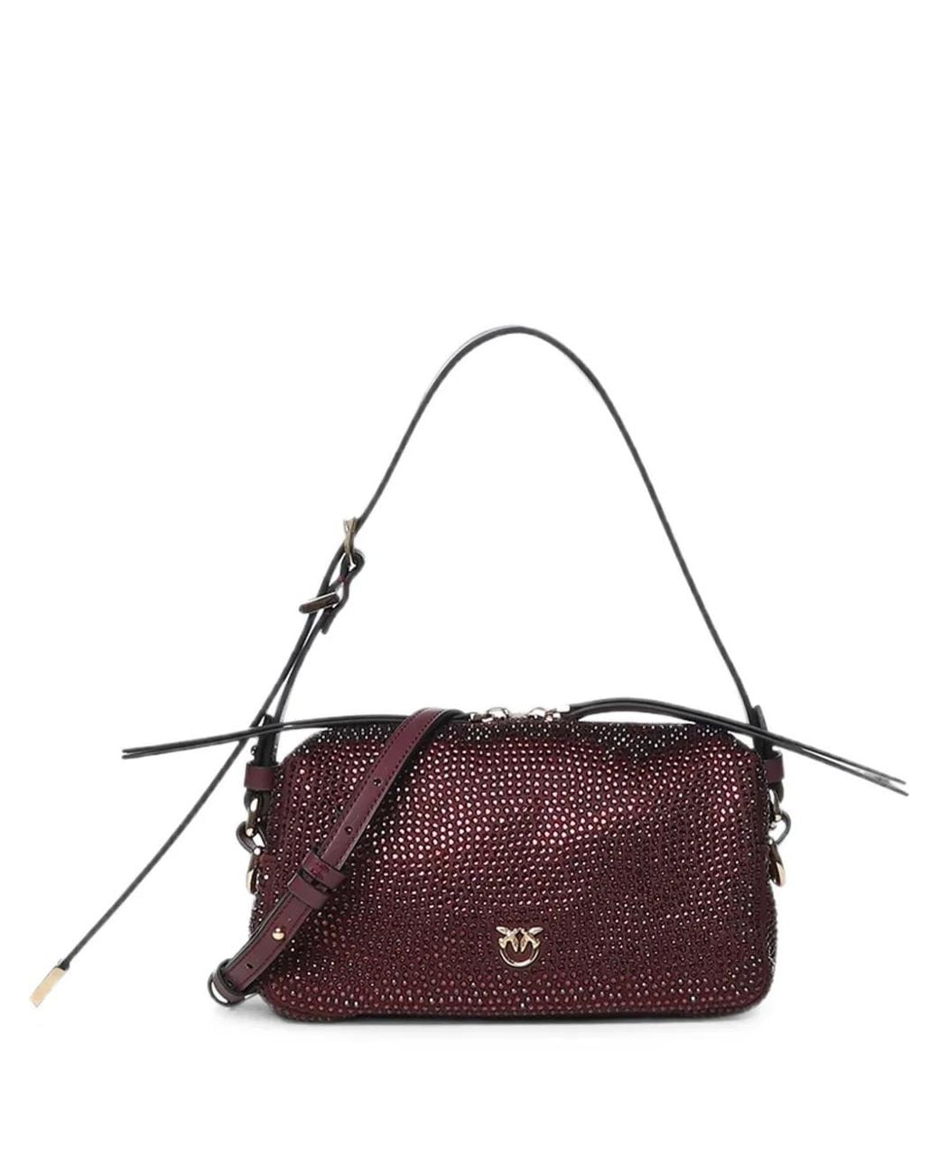 Pinko Purple Crystal-Embellished Love Birds Shoulder Bag