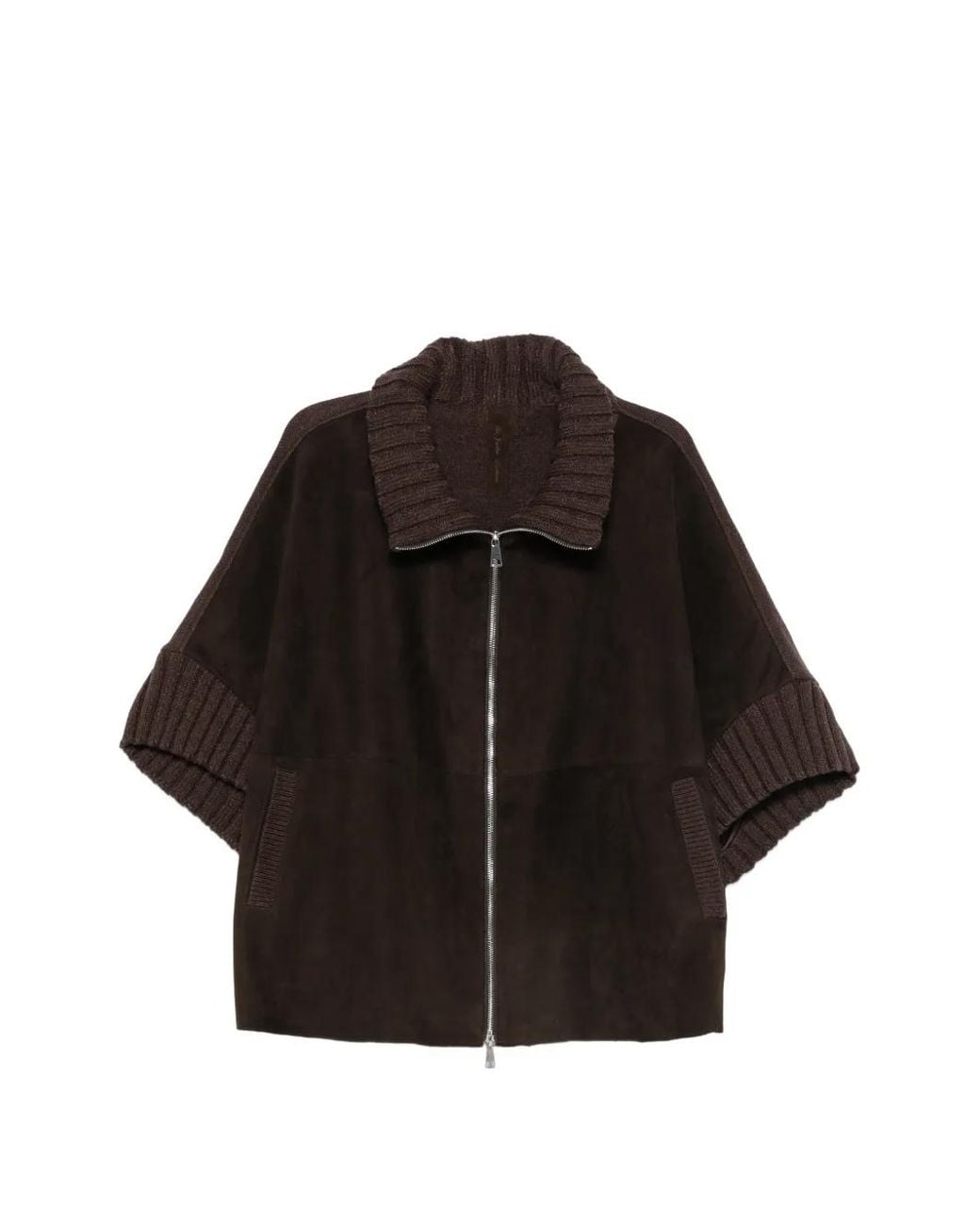 The Jackie Leathers Black Adele Ribbed-Knit Suede Jacket