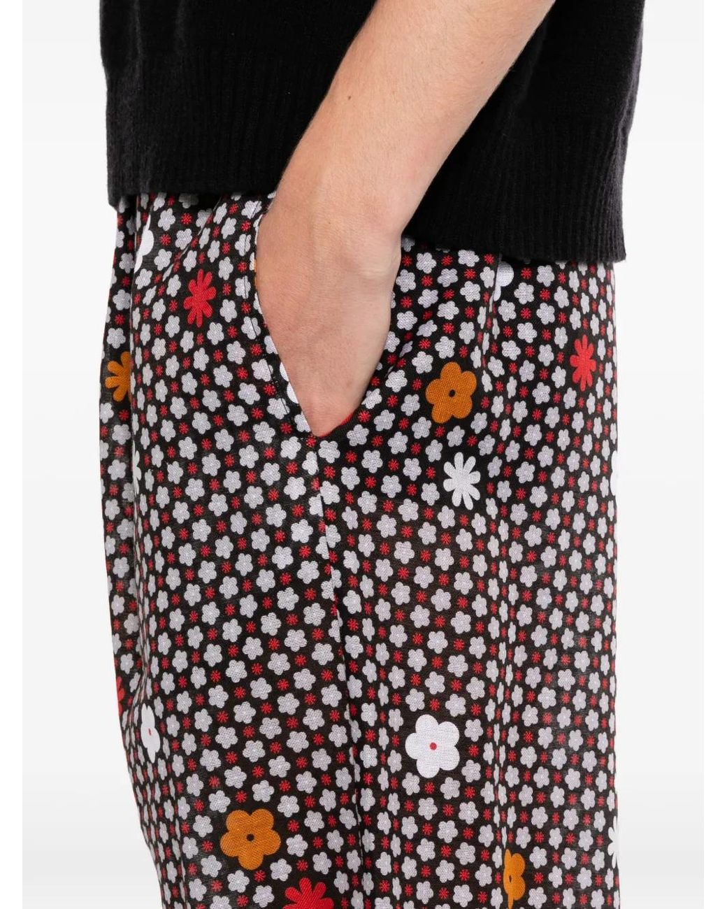 MM6 by Maison Margiela Red Floral-Print Swim Shorts for men
