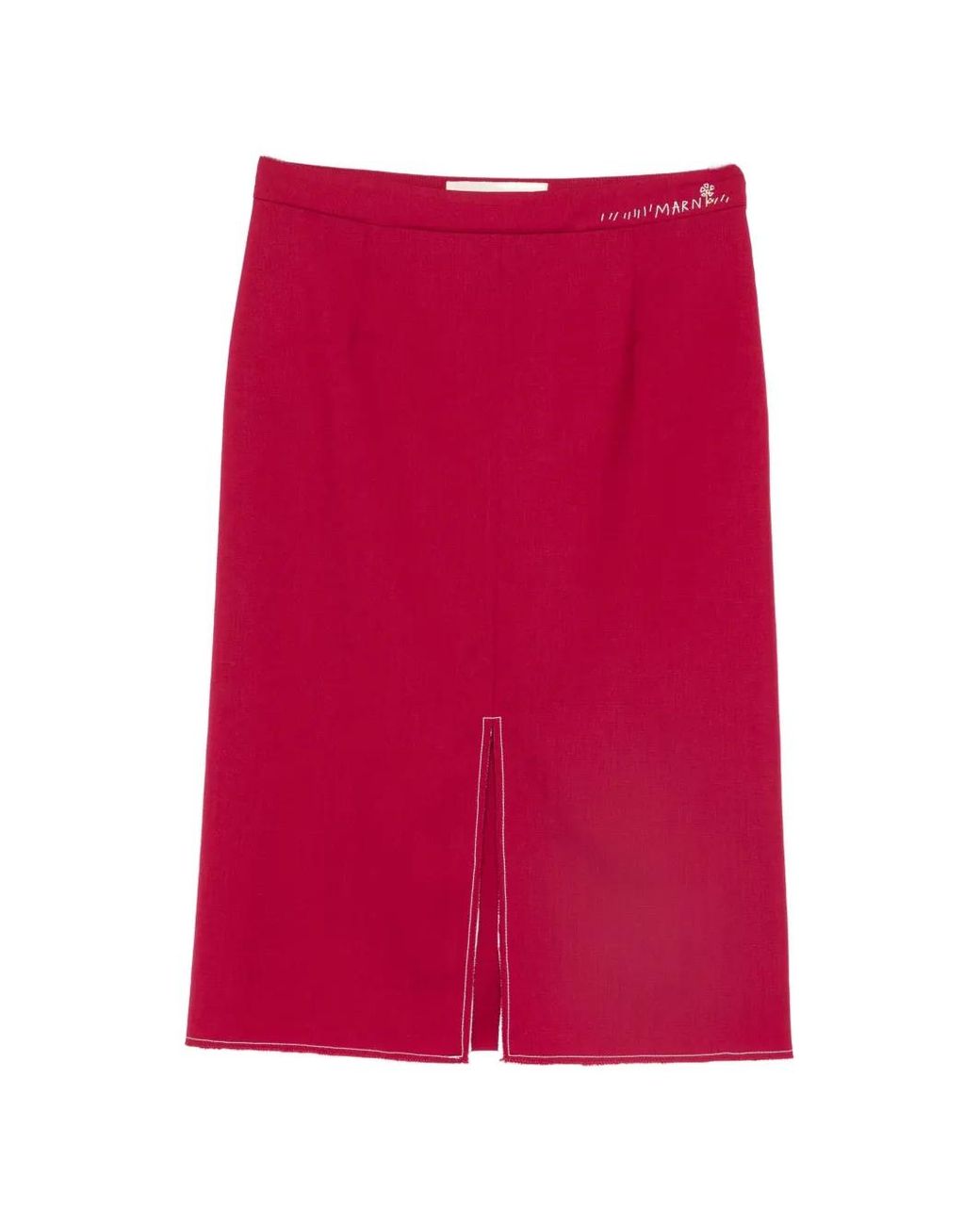 Marni Red Split-Hem Midi Skirt