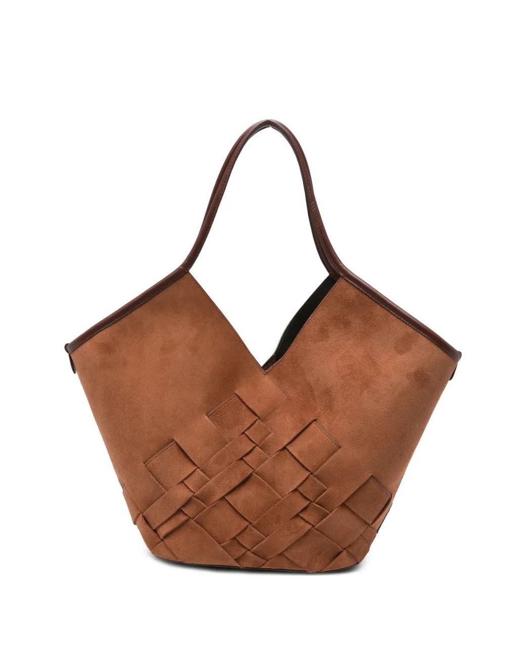 Hereu Brown Coloma Woven V-Cutout Shoulder Bag