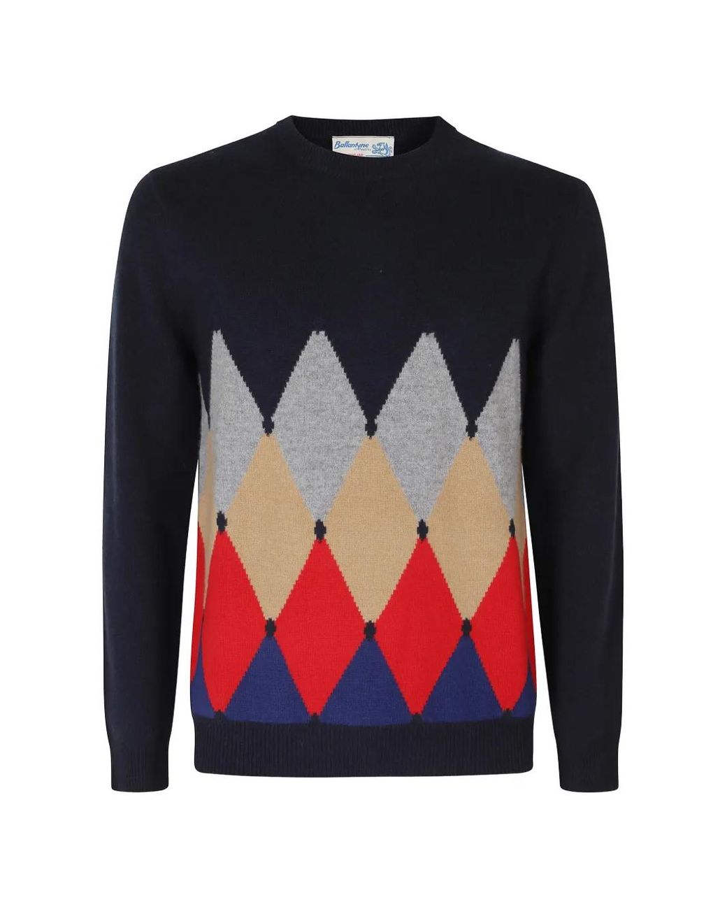 Ballantyne Black Argyle-Intarsia Sweater for men