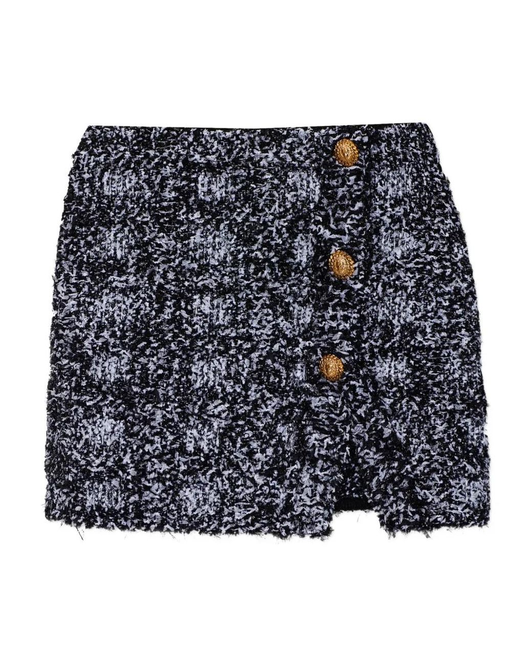 Balmain Button-Down Mini-Rok Met Franje in het Black