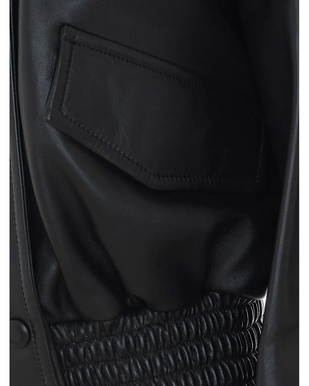 IVY & OAK Black Laila Lane Shearling-Collar Leather Jacket