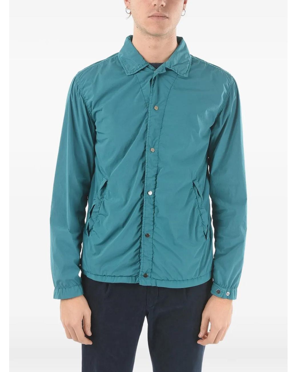 Corneliani Blue Snap-Button Overshirt for men