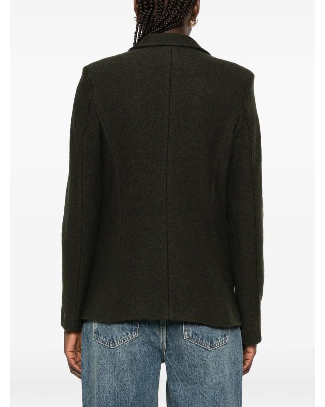 Emme Green Blazer En Laine Vierge À Simple Boutonnage