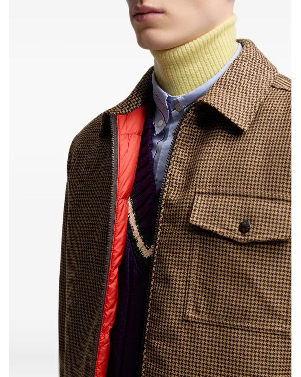Moncler Green Houndstooth-Pattern Zip-Front Jacket for men