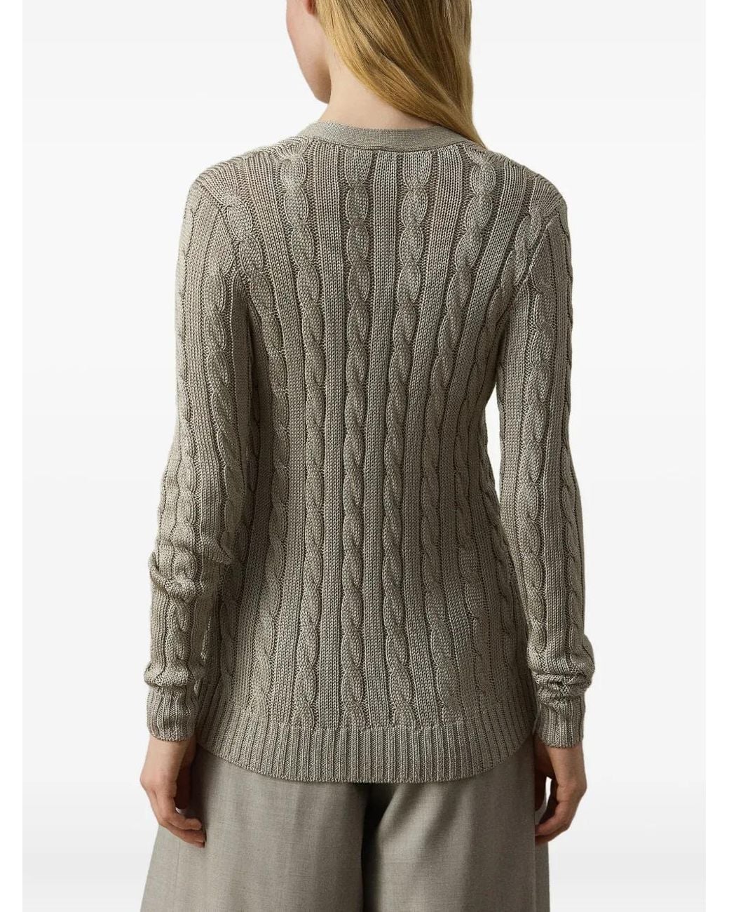 Ralph Lauren Gray Cable-Knit Cardigan
