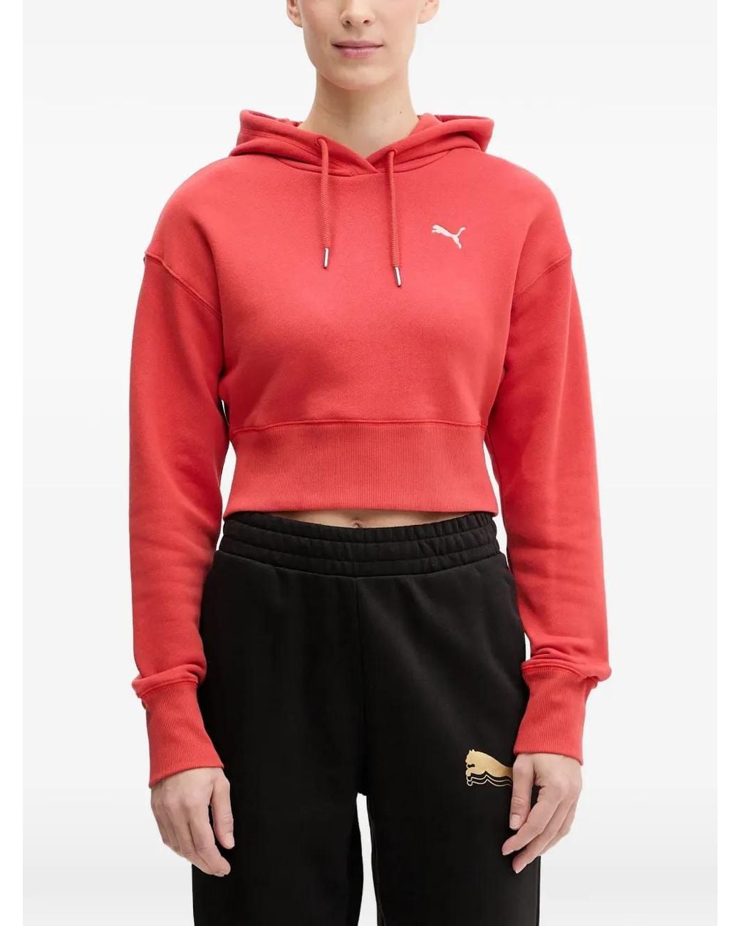 PUMA Red Hoodie Crop À Logo Brodé