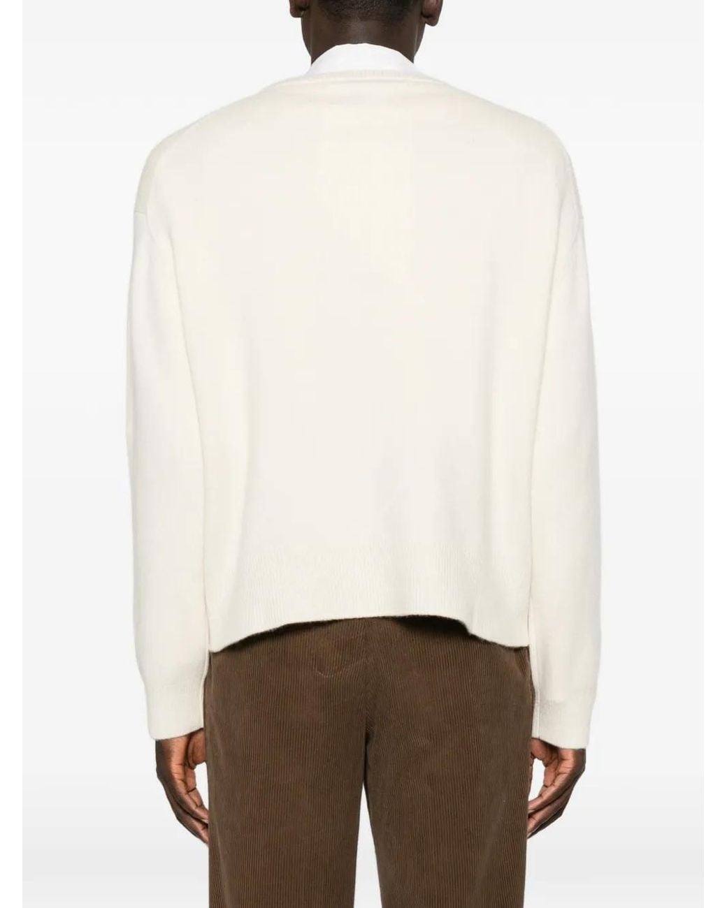 Extreme Cashmere White Mike Ribbed-Trim Cashmere Sweater