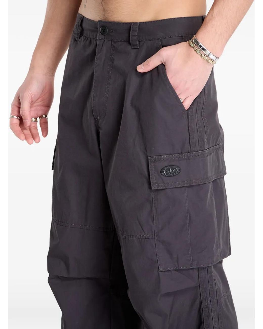 Adidas Blue Wide-Leg Cargo Trousers for men