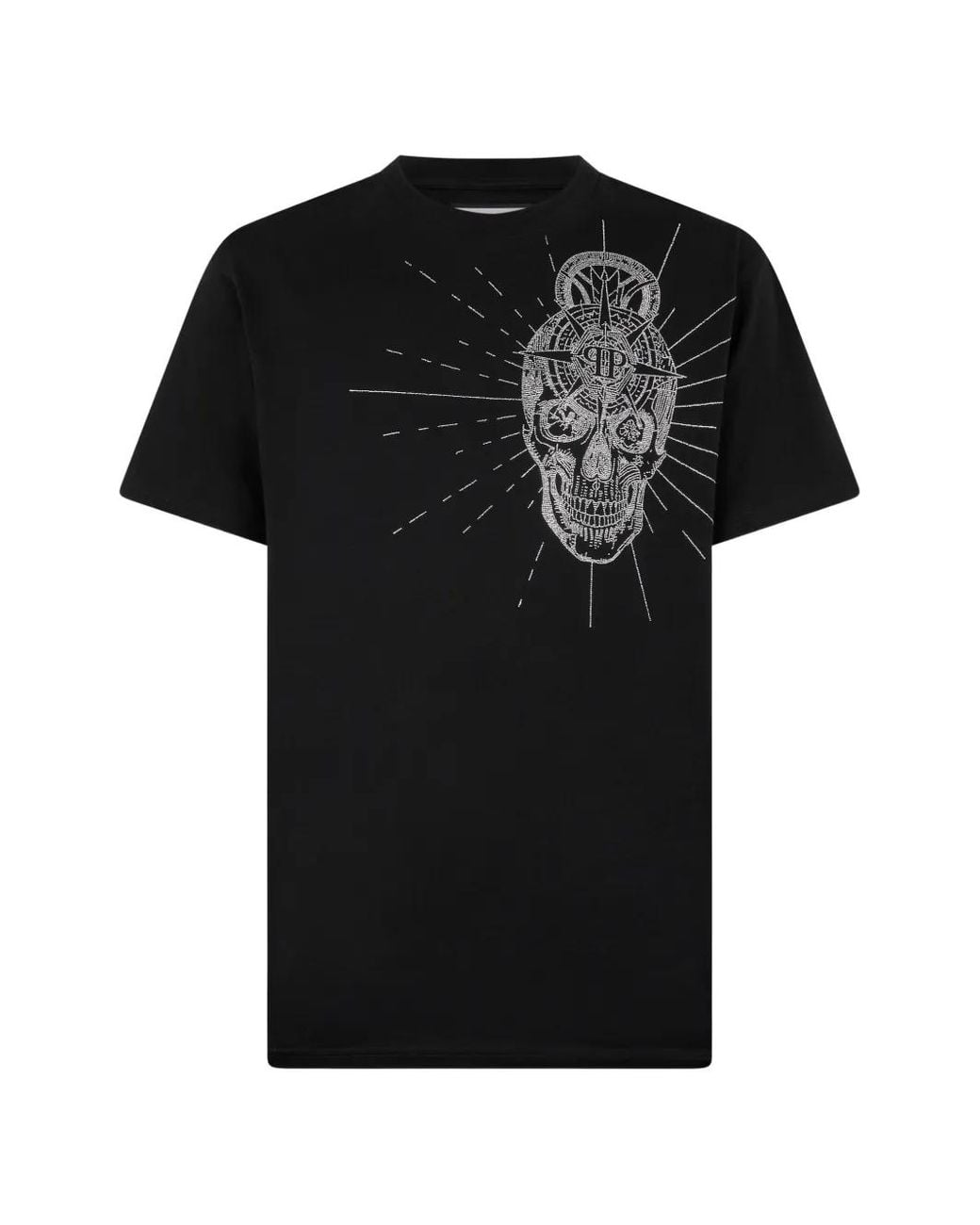 Philipp Plein Black Rhinestone-Skull T-Shirt for men
