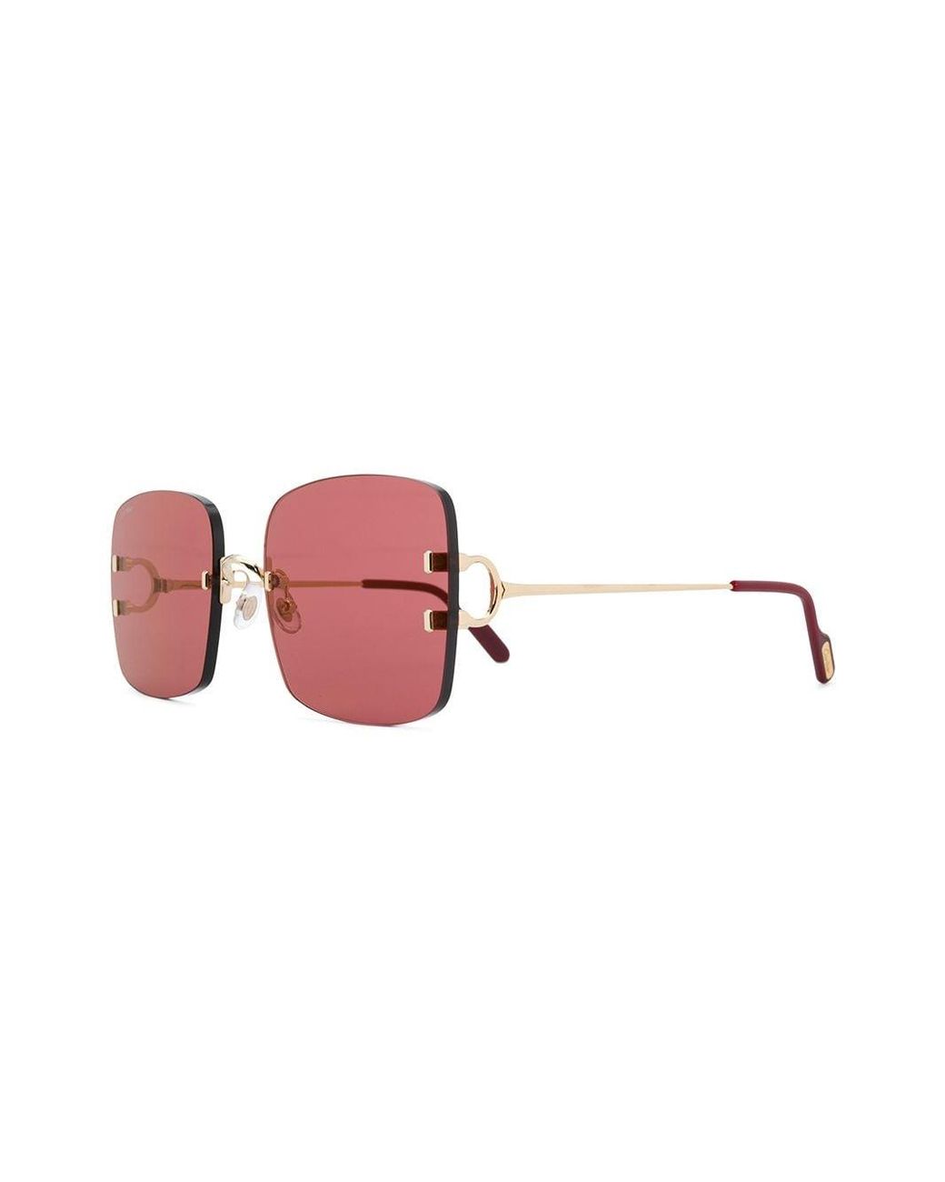 Cartier C Décor Rimless Square-frame Sunglasses in Red | Lyst