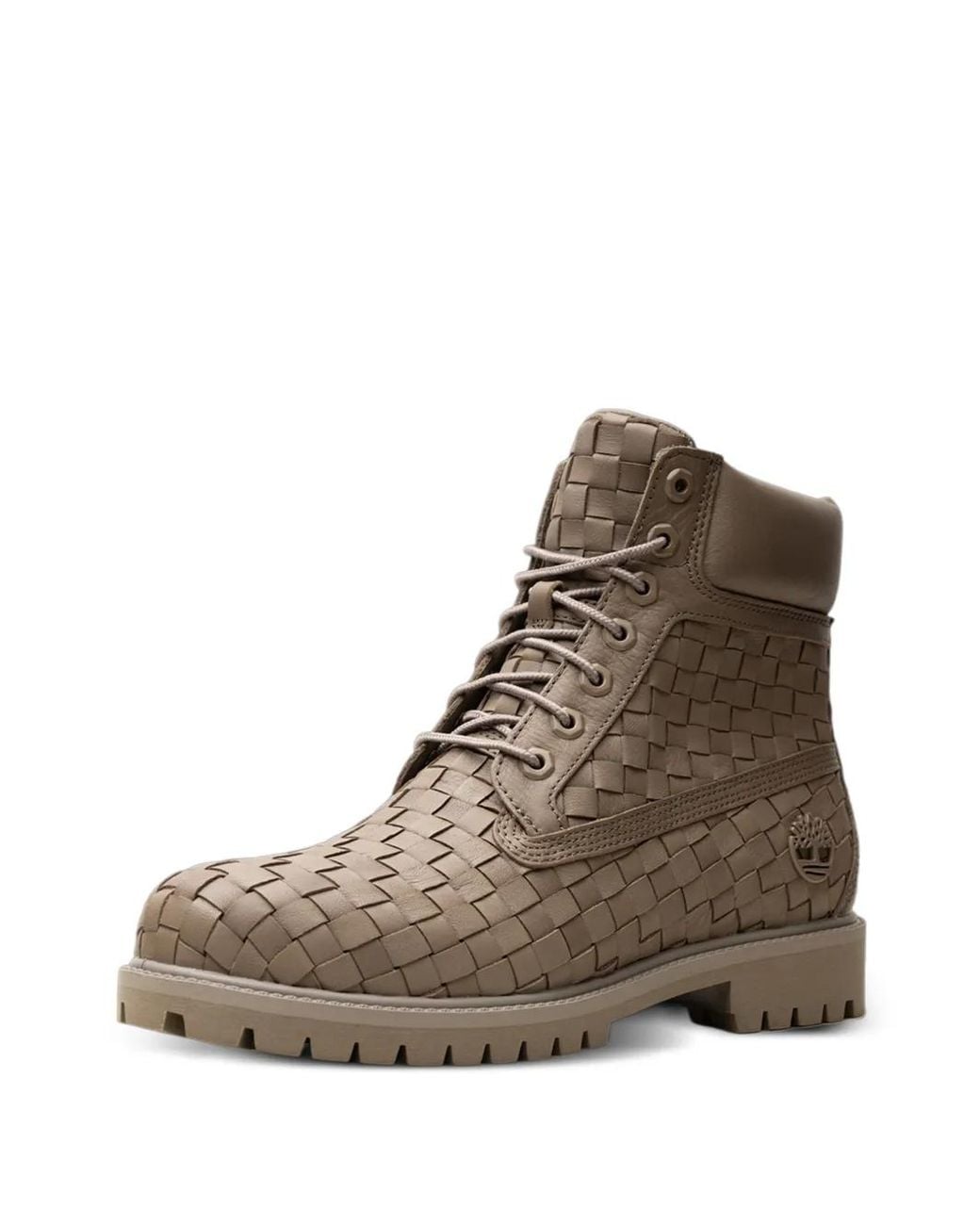 Timberland Brown Woven Leather Hiking Boots for men