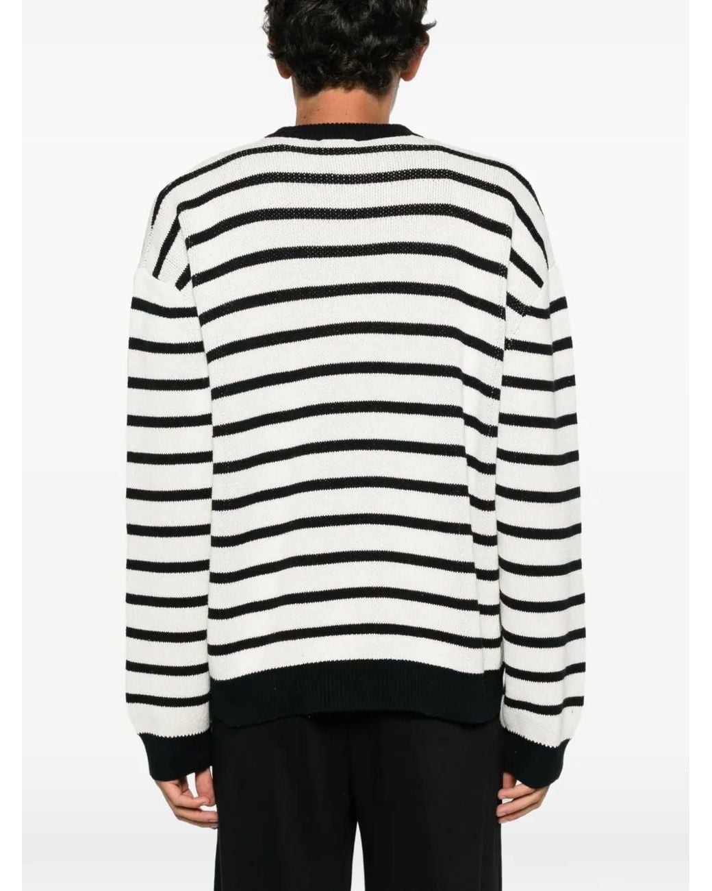 House of Errors White Striped-Pattern Sweater for men