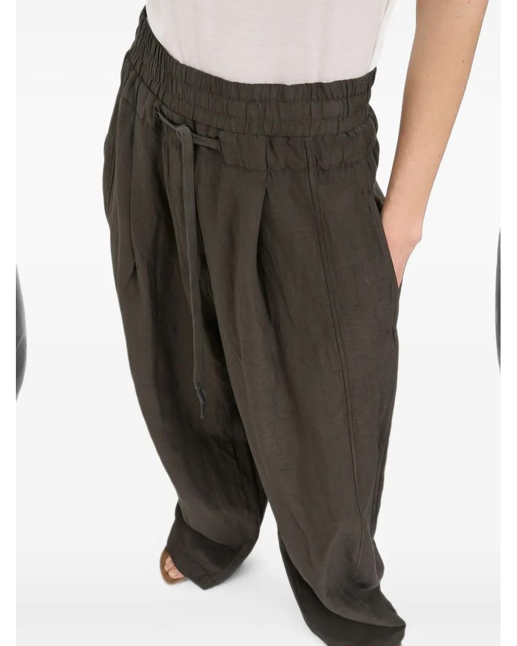 Andrea Ya'aqov Black Wide-Leg Drawstring Trousers