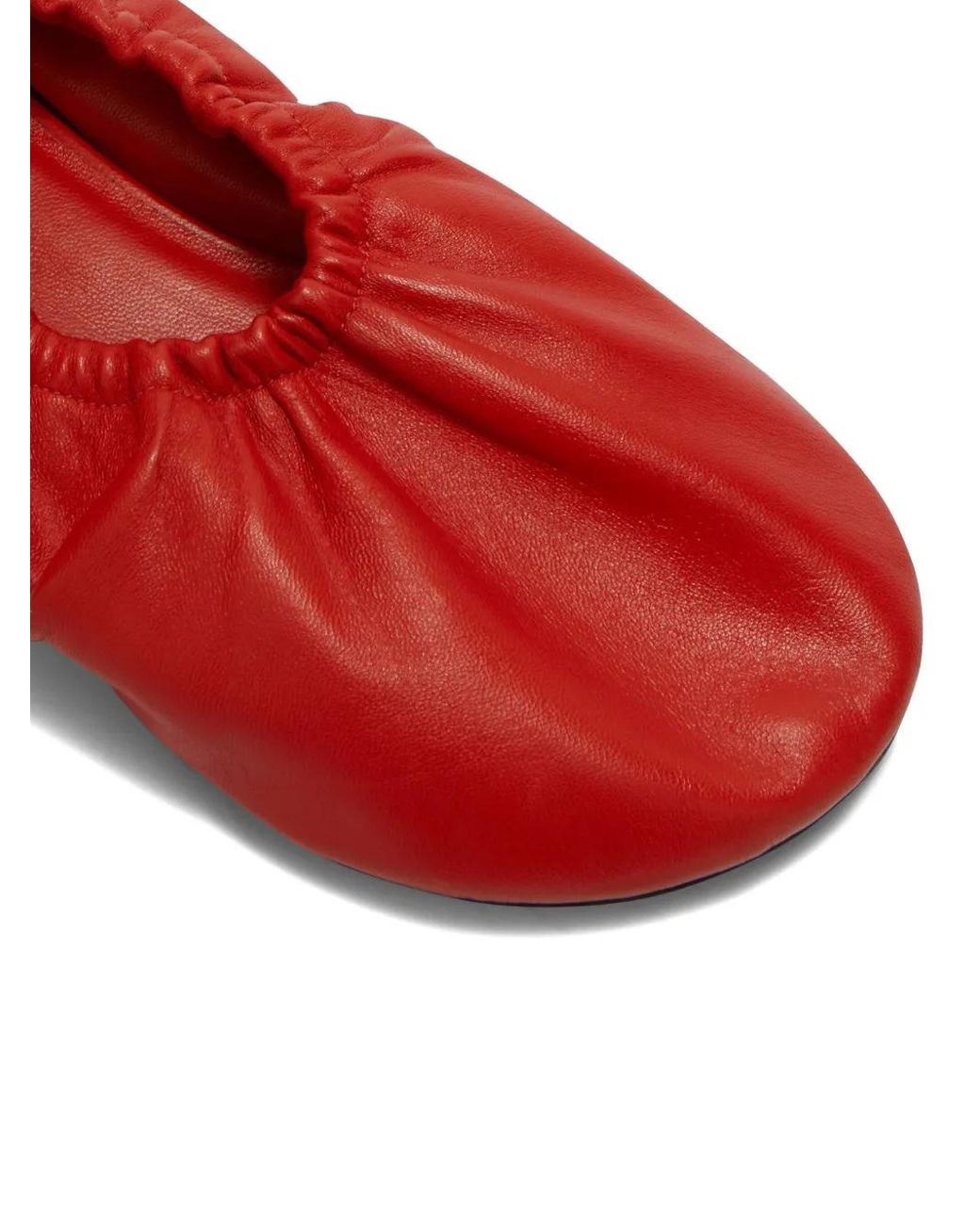 Jil Sander Gathered-Detail Leather Ballerina Shoes
