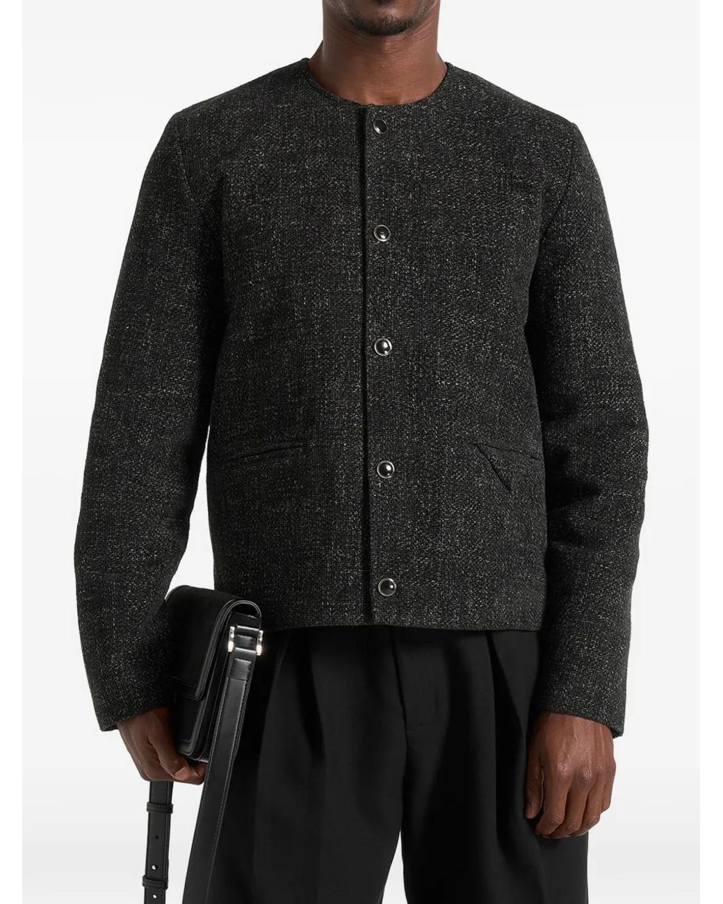 Manière De Voir Black Melvin Textured Jacket for men