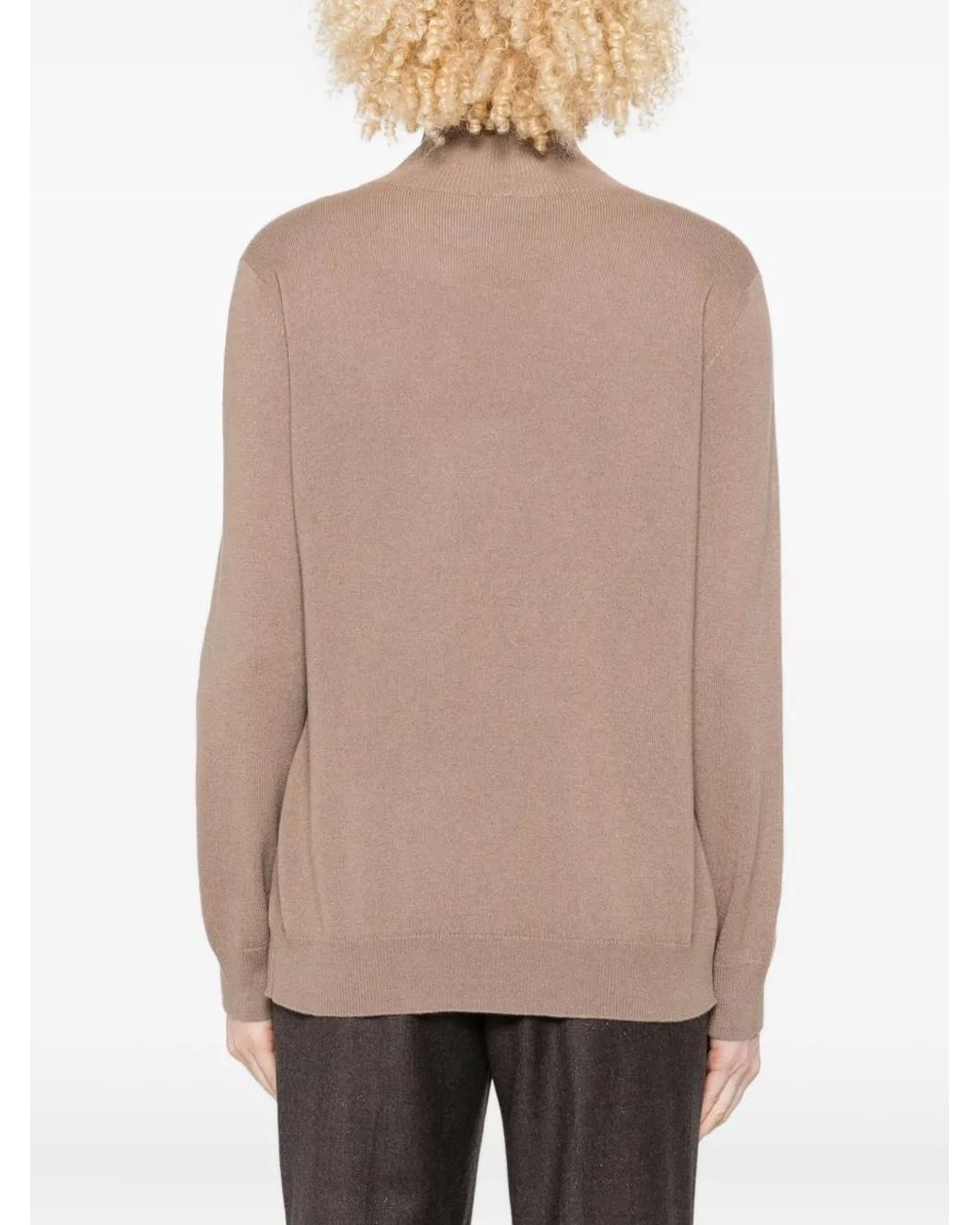 Fabiana Filippi Natural High-Neck Button-Detail Sweater