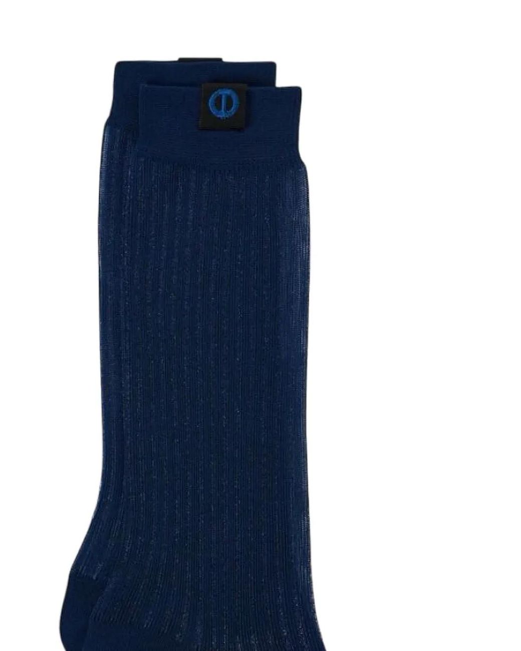 Iceberg Blue Ribbed-Knit Logo-Patch Socks