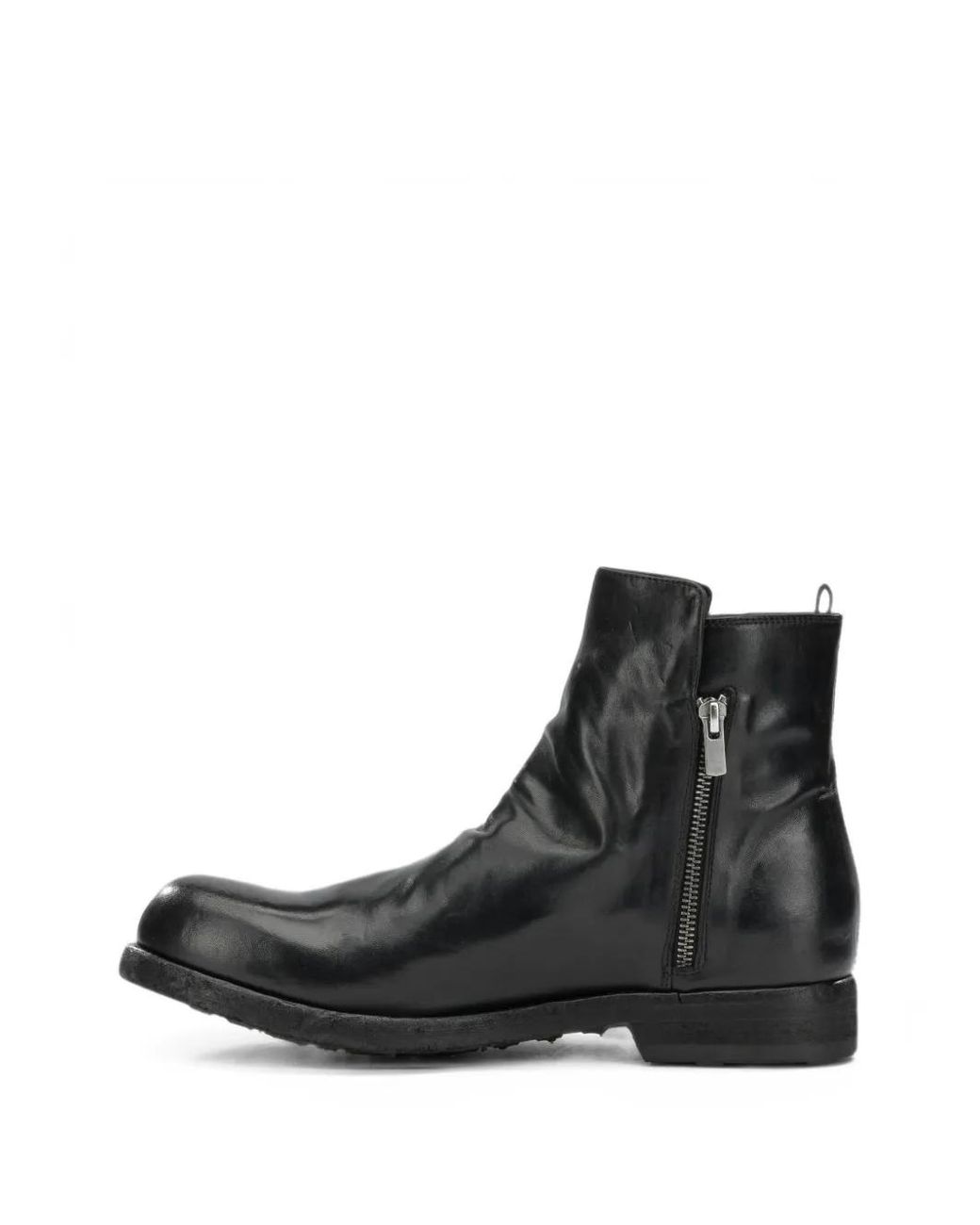 Officine Creative Black Bulla Dd 113 Leather Side-Zip Boots for men