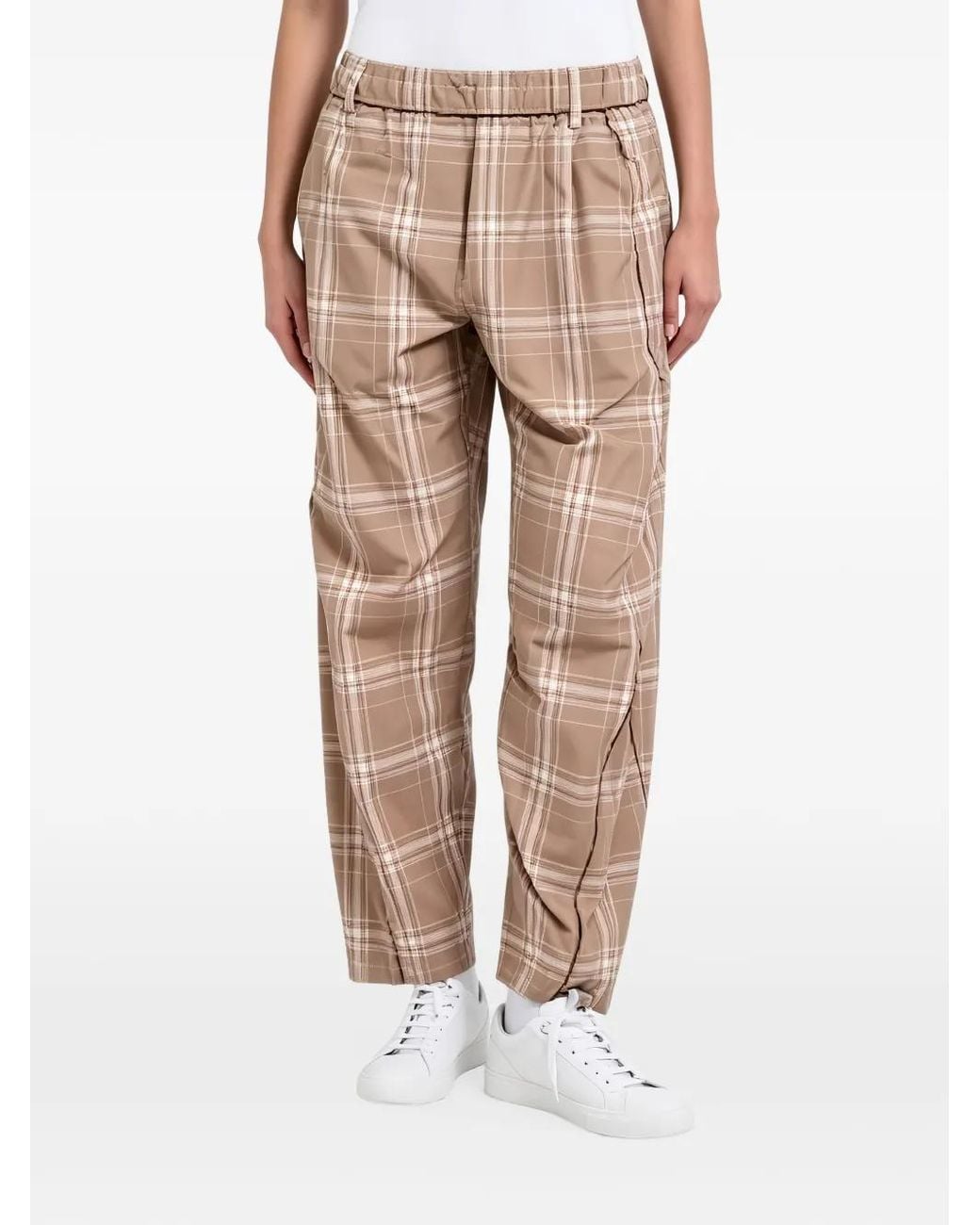 Brunello Cucinelli Natural Check-Pattern Trousers
