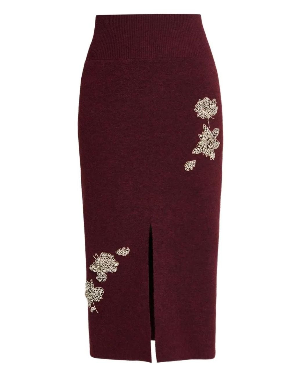 Erdem Purple Embellished Midi Skirt