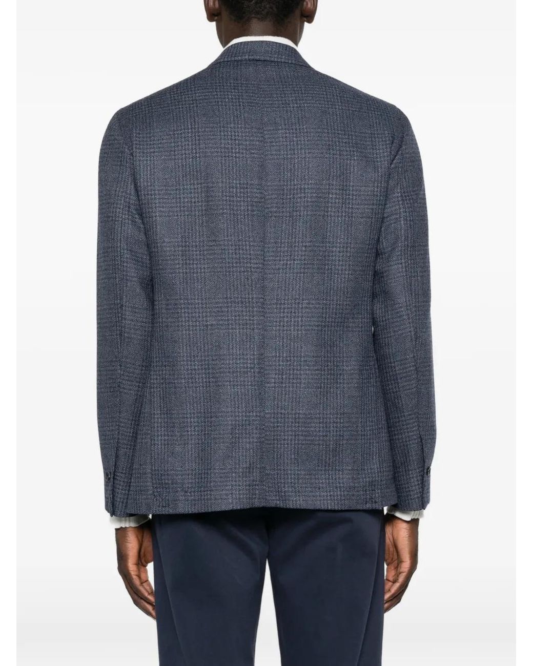 Barba Napoli Blue Check-Pattern Blazer for men