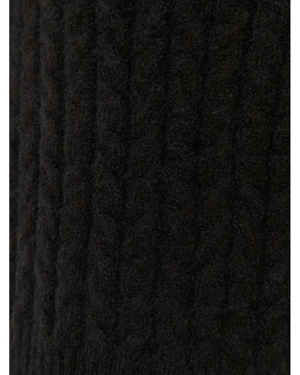 Silvian Heach Black Cable-Knit Ruffled Sweater