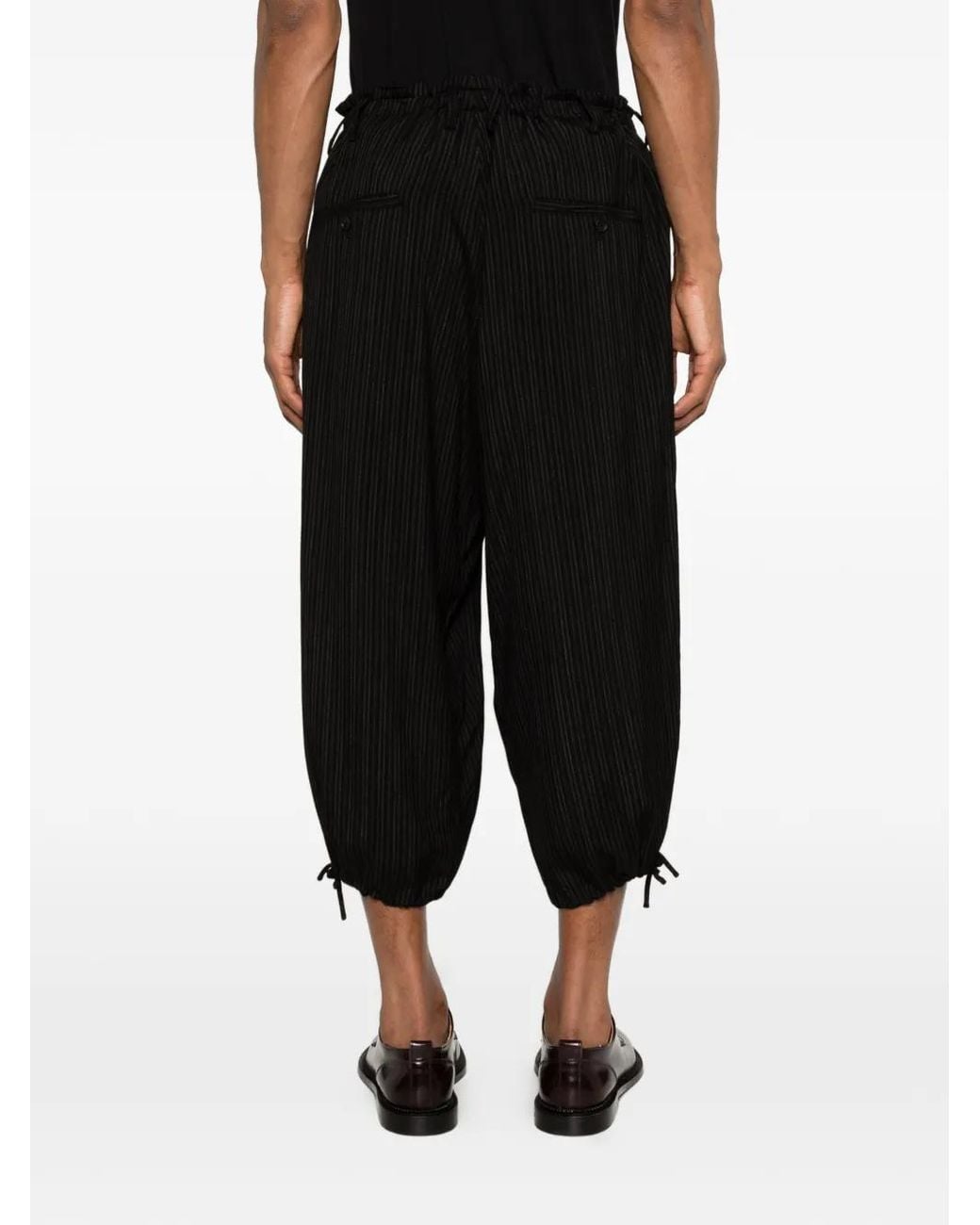 Yohji Yamamoto Black Striped-Pattern Trousers for men