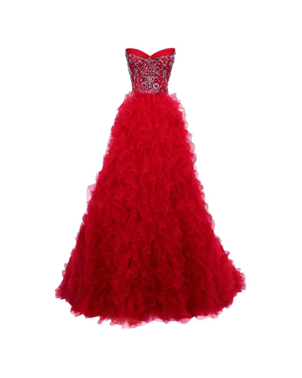 Gemy Maalouf Red Strapless Corset Maxi Dress
