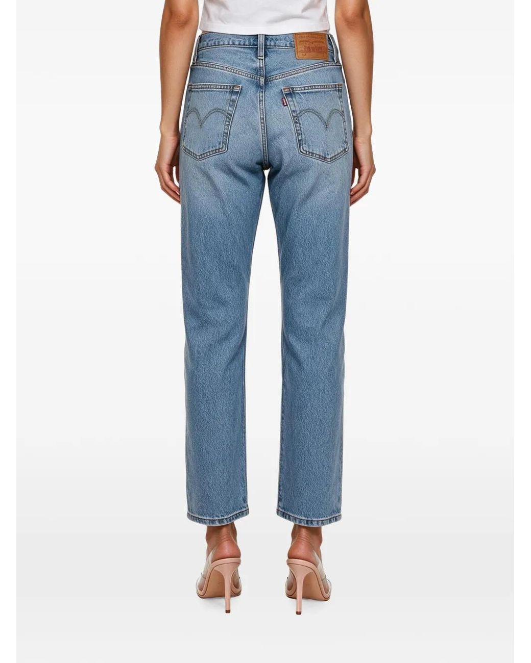 Levi's Blue 501 Logo-Patch Straight-Leg Jeans