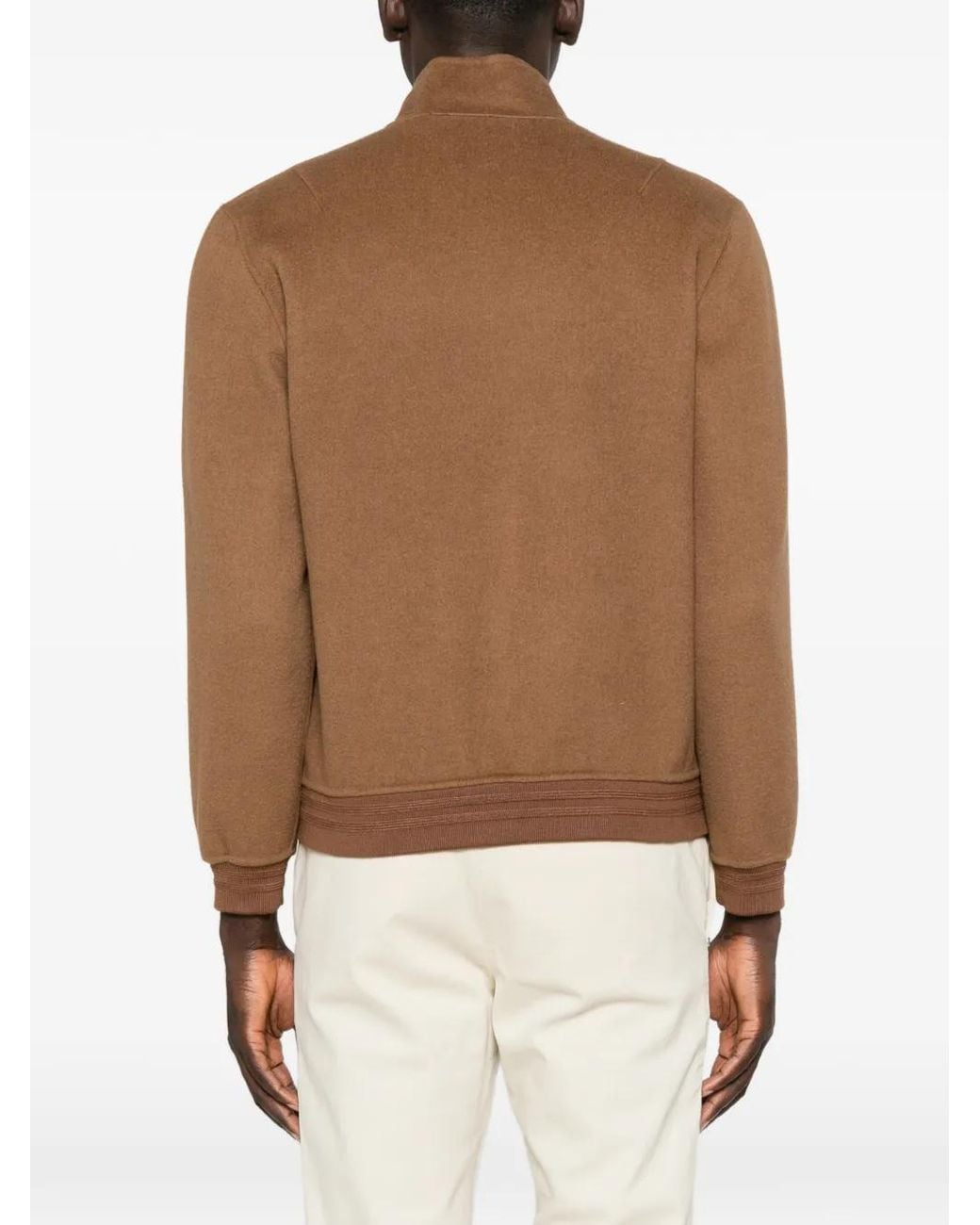Paltò Brown Zip-Up High-Neck Jacket for men