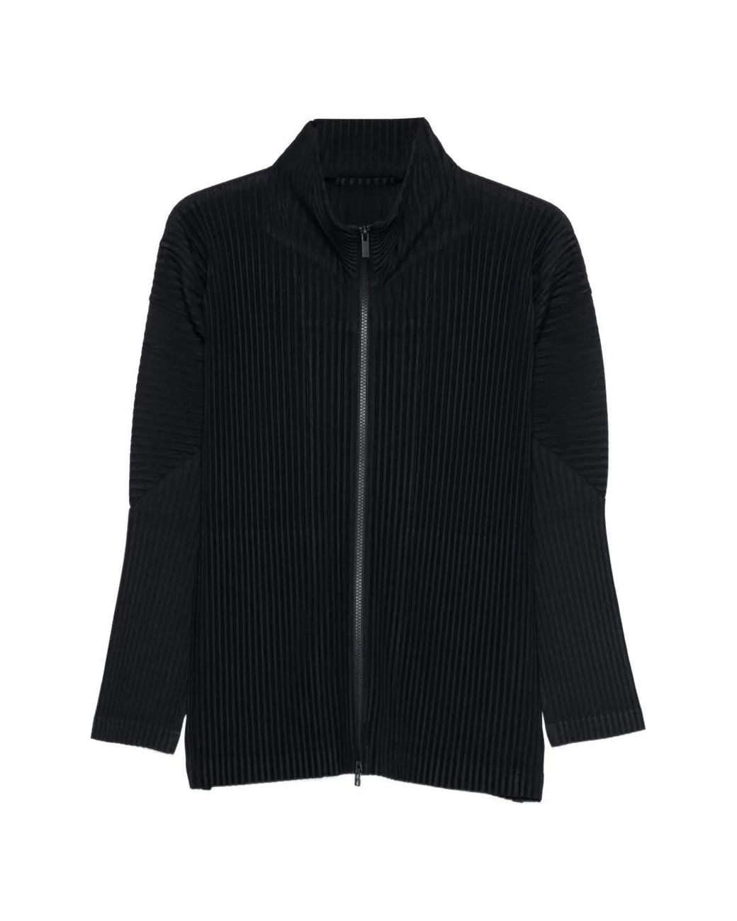 Homme Plissé Issey Miyake Black Pleated Zip-Up Jacket for men