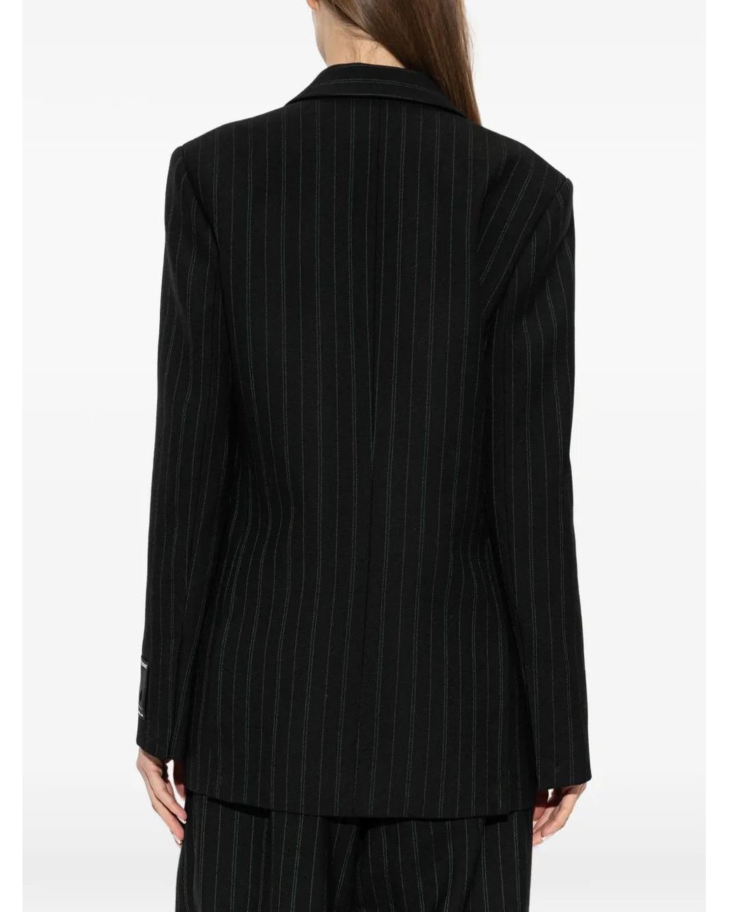 Off-White c/o Virgil Abloh Black Pinstripe-Pattern Single-Breasted Blazer